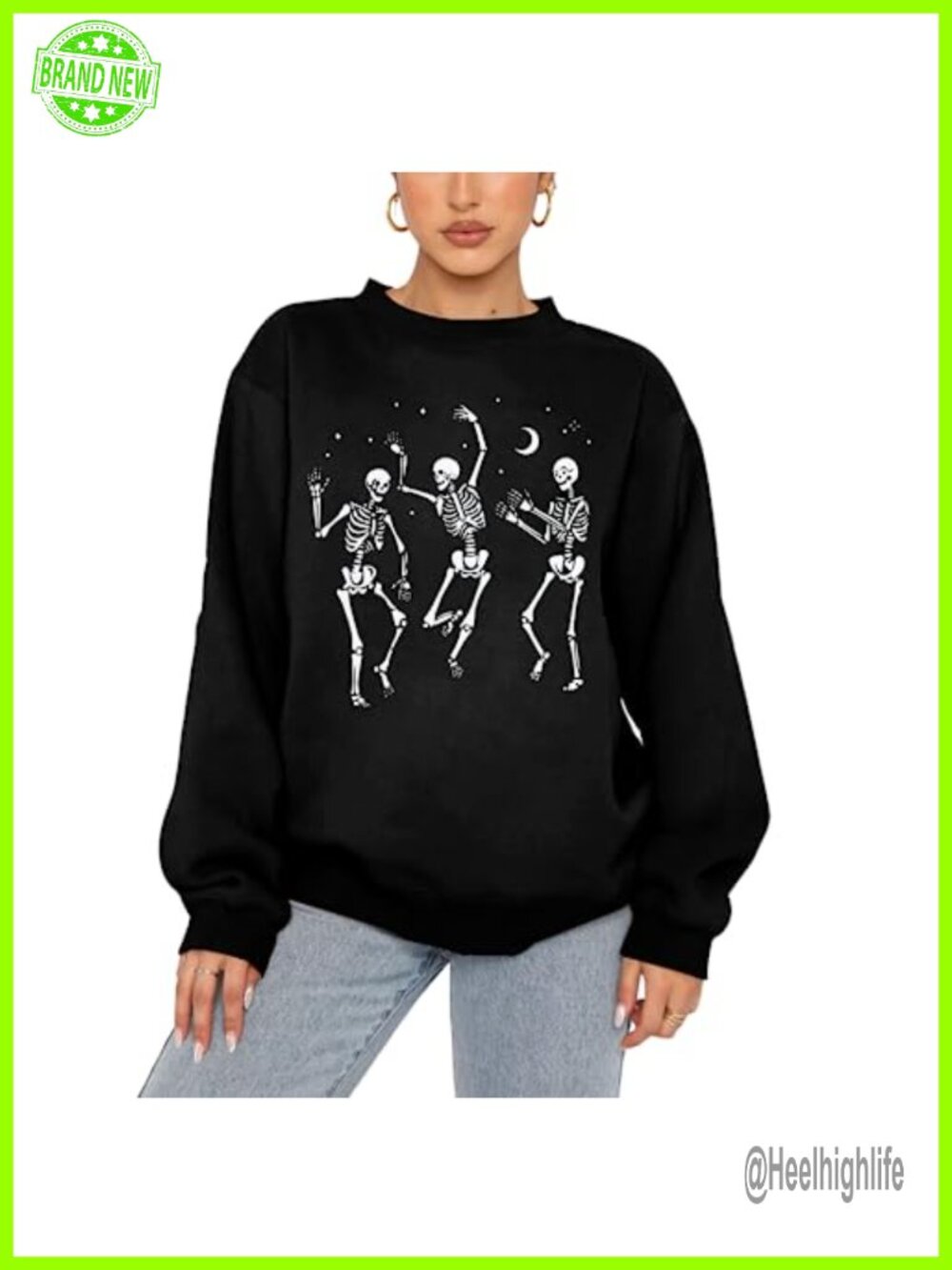 Halloween Dancing Skeleton Sweatshirt Oversized Pullover Top
